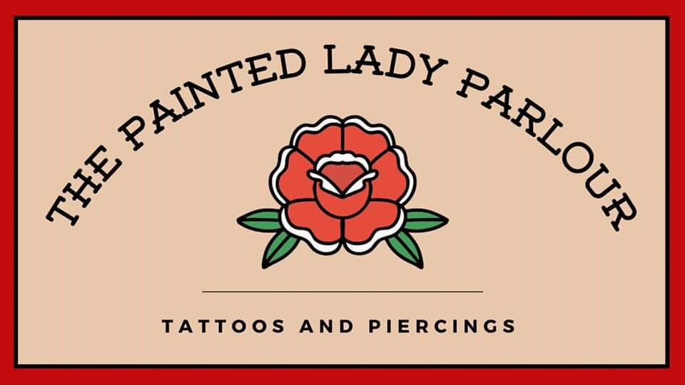 The logo for the Painted Lady Parlour, a tattoo shop in Bancroft
